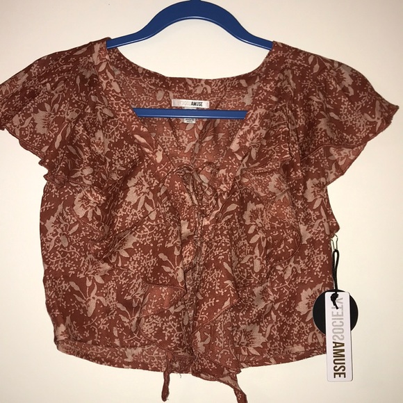 🆕 Lulus XS Floral Tie Front Crop Top - Picture 4 of 6